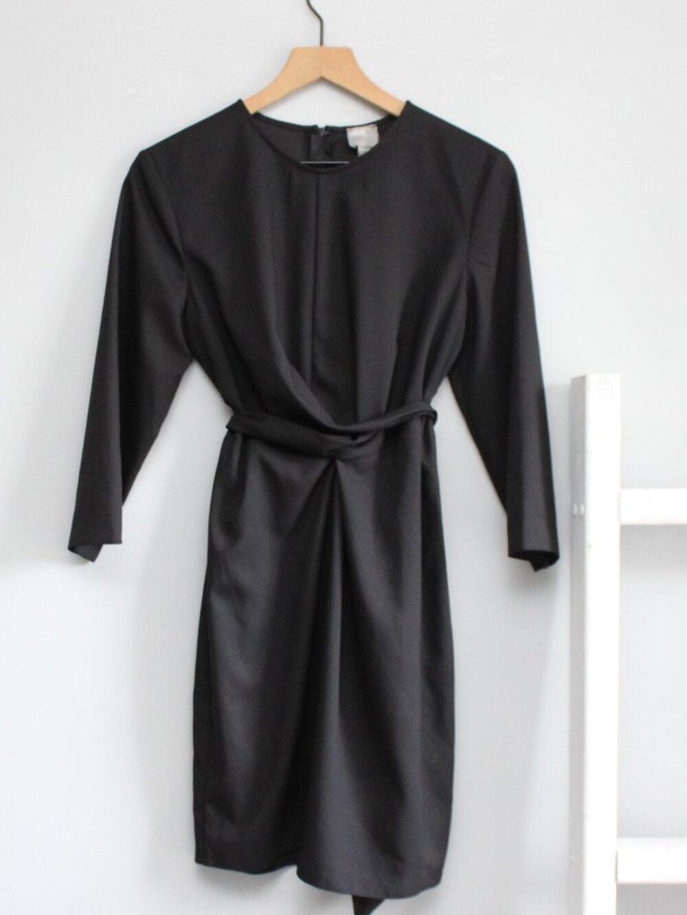 ASOS Black 3/4 Sleeves Wrap Waist-Tie Mini Dress Size 8 New With Tags